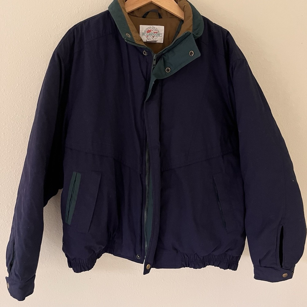 McGregor Mens Bomber Coat Size 2X Vintage Canvas Workwear Zip Lined Padded Blue